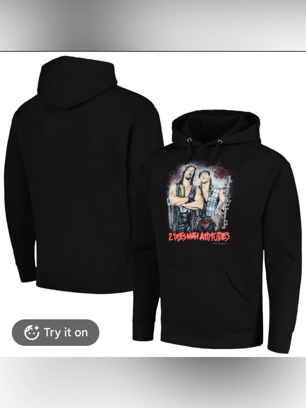 WWE Black Hoodie with Red Graphic - 2 Dudes With Attitudes